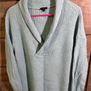 Talbots Shawl Collar Sweater in Light Blue